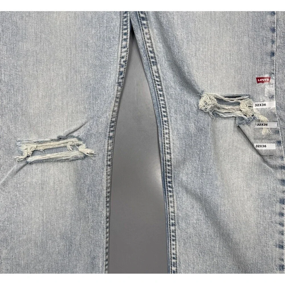 Levi's 512 Slim Taper Jeans Mens 32x36 Measures 32x35.5 Blue Distressed Stretch